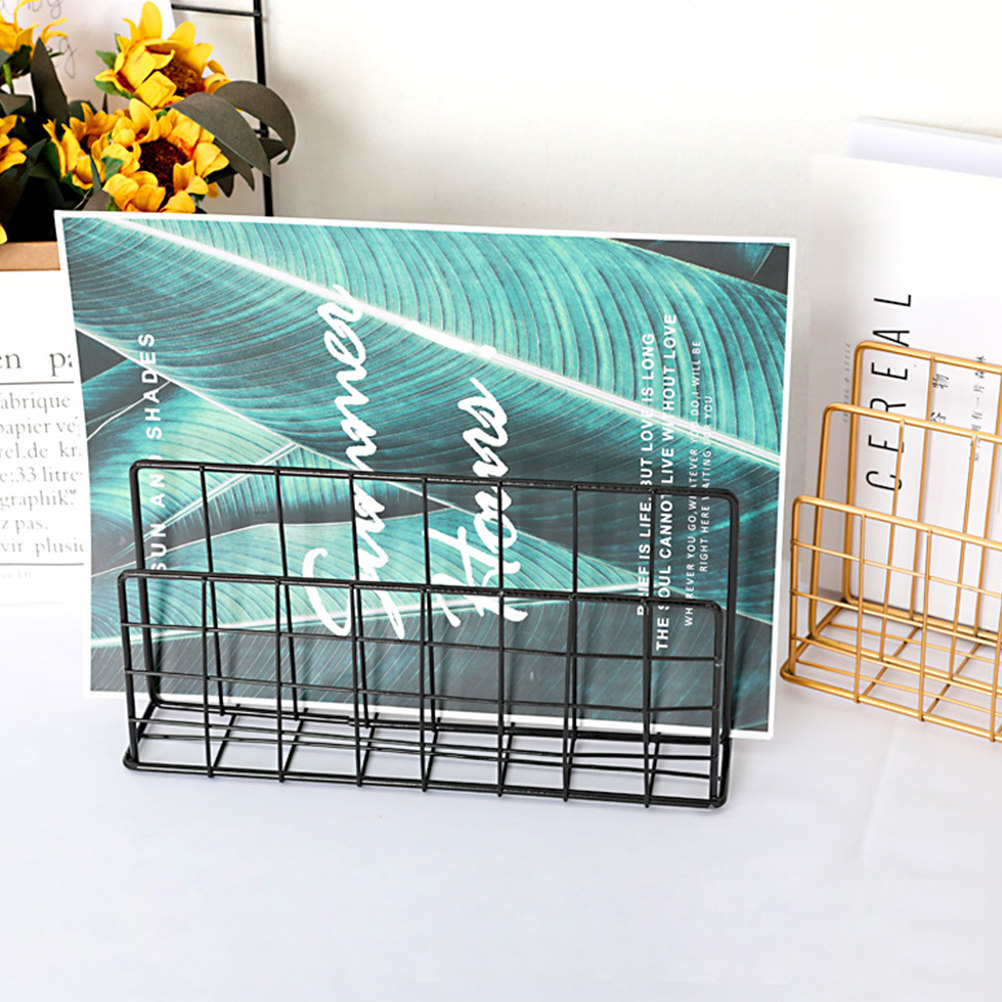 Magazine Holder Rack - Desktop Metalen Brievenorganizer met 3 Vakken,