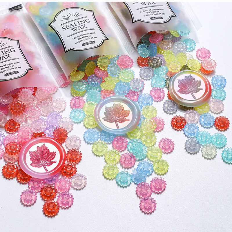 Wax Seal Stamp Set - 100 stks Doorschijnende Zonnebloem Zegellak Kralen